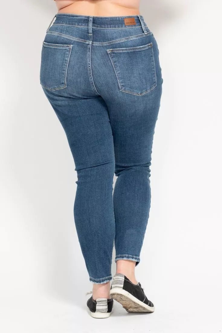 Judy Blue Full Size High Rise Button Fly Skinny Jeans Plus Size - Blu Lotus Boutique