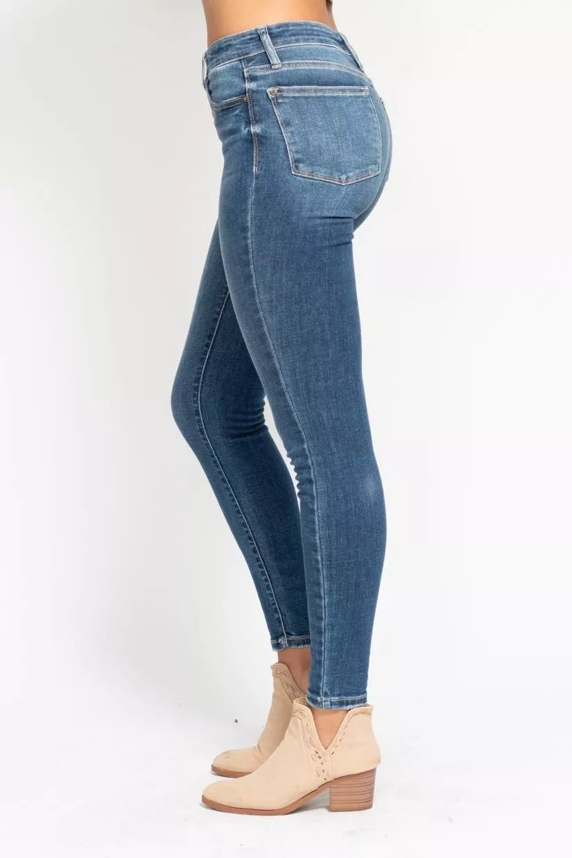 Judy Blue Full Size High Rise Button Fly Skinny Jeans Plus Size - Blu Lotus Boutique