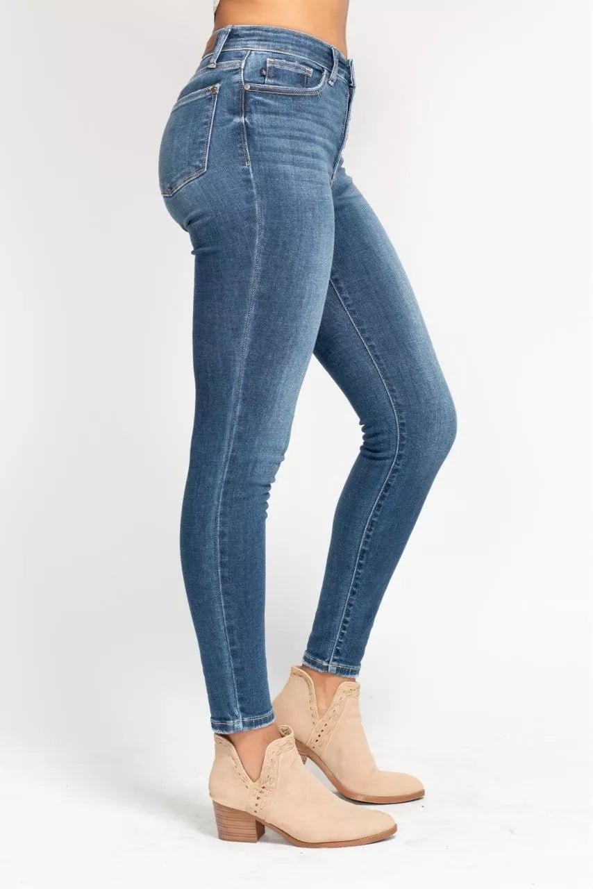 Judy Blue Full Size High Rise Button Fly Skinny Jeans Plus Size - Blu Lotus Boutique