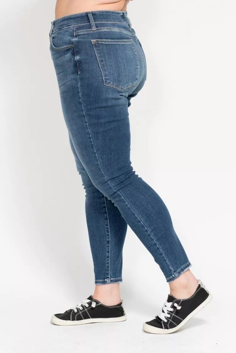 Judy Blue Full Size High Rise Button Fly Skinny Jeans Plus Size - Blu Lotus Boutique