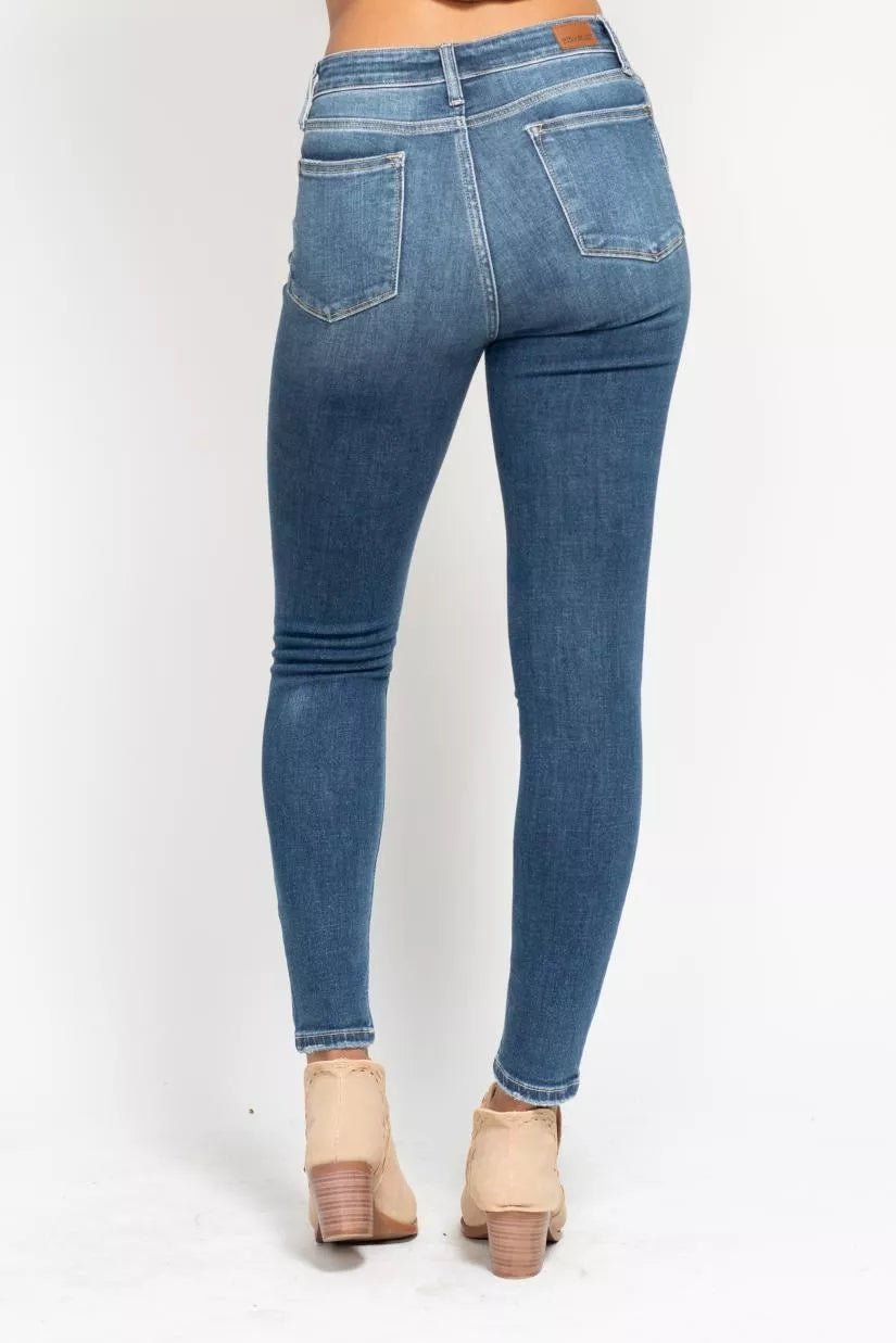 Judy Blue Full Size High Rise Button Fly Skinny Jeans Plus Size - Blu Lotus Boutique