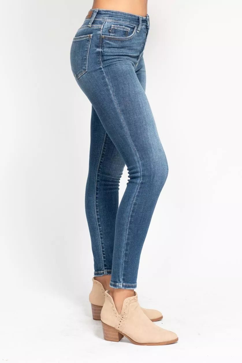 Judy Blue Full Size High Rise Button Fly Skinny Jeans Plus Size - Blu Lotus Boutique
