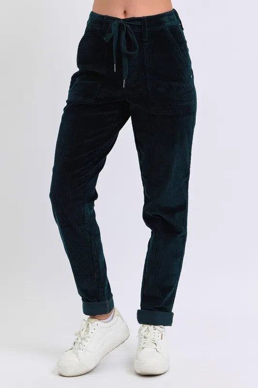 Judy Blue Full Size High Waist Corduroy Cuffed Jogger Plus Size - Blu Lotus Boutique