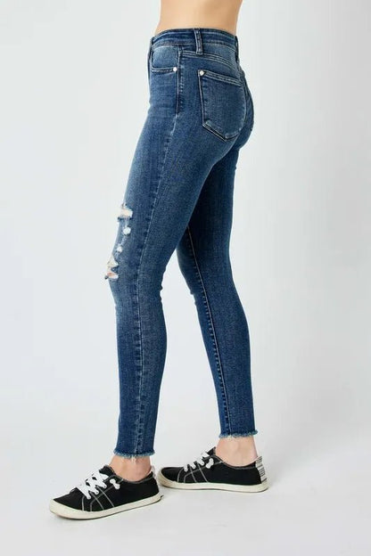 Judy Blue Full Size High Waist Distressed Skinny Jeans - Blu Lotus Boutique