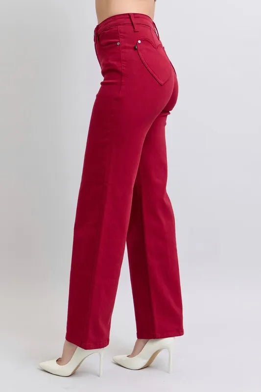 Judy Blue Full Size High Waist Heart Shaped Back Pockets 90's Straight Jeans Plus Size - Blu Lotus Boutique