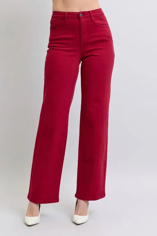 Judy Blue Full Size High Waist Heart Shaped Back Pockets 90's Straight Jeans Plus Size - Blu Lotus Boutique