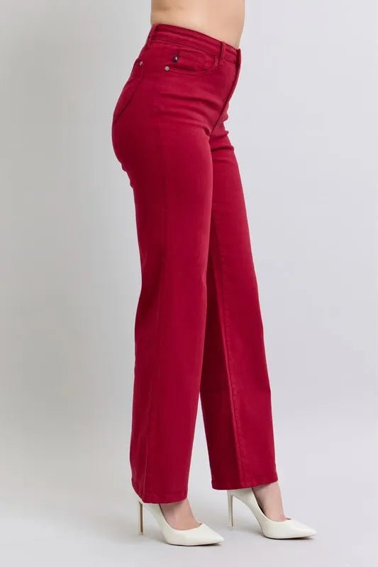 Judy Blue Full Size High Waist Heart Shaped Back Pockets 90's Straight Jeans Plus Size - Blu Lotus Boutique