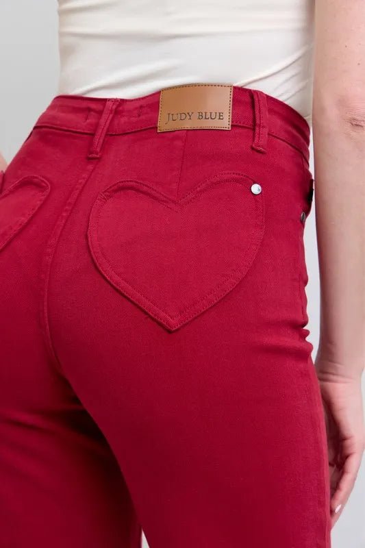 Judy Blue Full Size High Waist Heart Shaped Back Pockets 90's Straight Jeans Plus Size - Blu Lotus Boutique