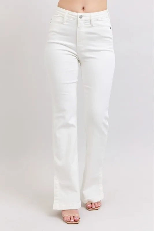 Judy Blue Full Size High Waist Side Slit Slim Bootcut Jeans Plus Size - Blu Lotus Boutique