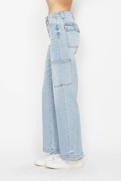 Judy Blue Full Size High Waist Straight Cargo Jeans - Blu Lotus Boutique
