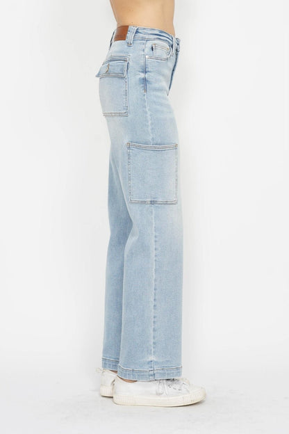Judy Blue Full Size High Waist Straight Cargo Jeans - Blu Lotus Boutique