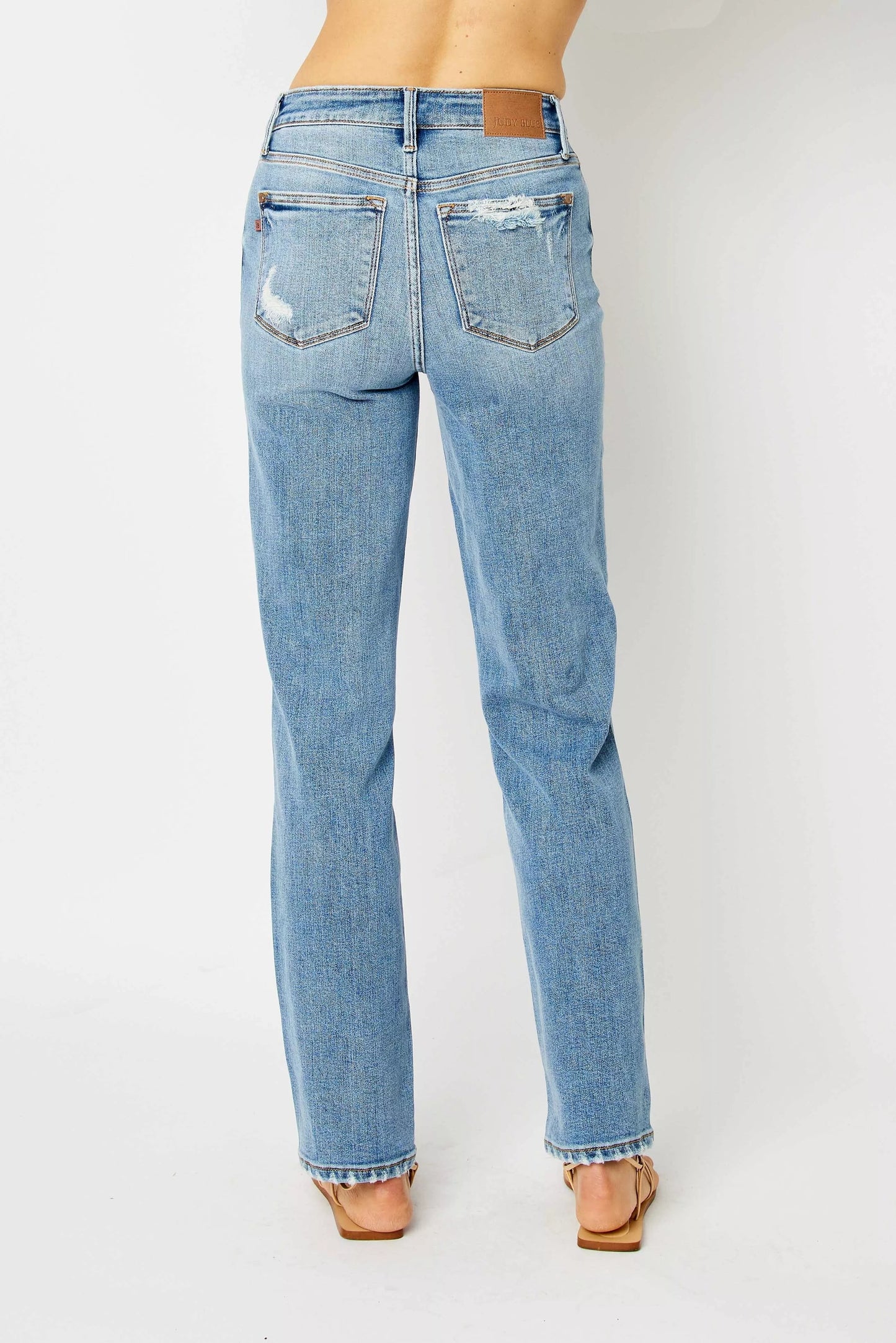 Judy Blue Full Size High Waist Straight Jeans with Heavy Destroy Plus Size - Blu Lotus Boutique