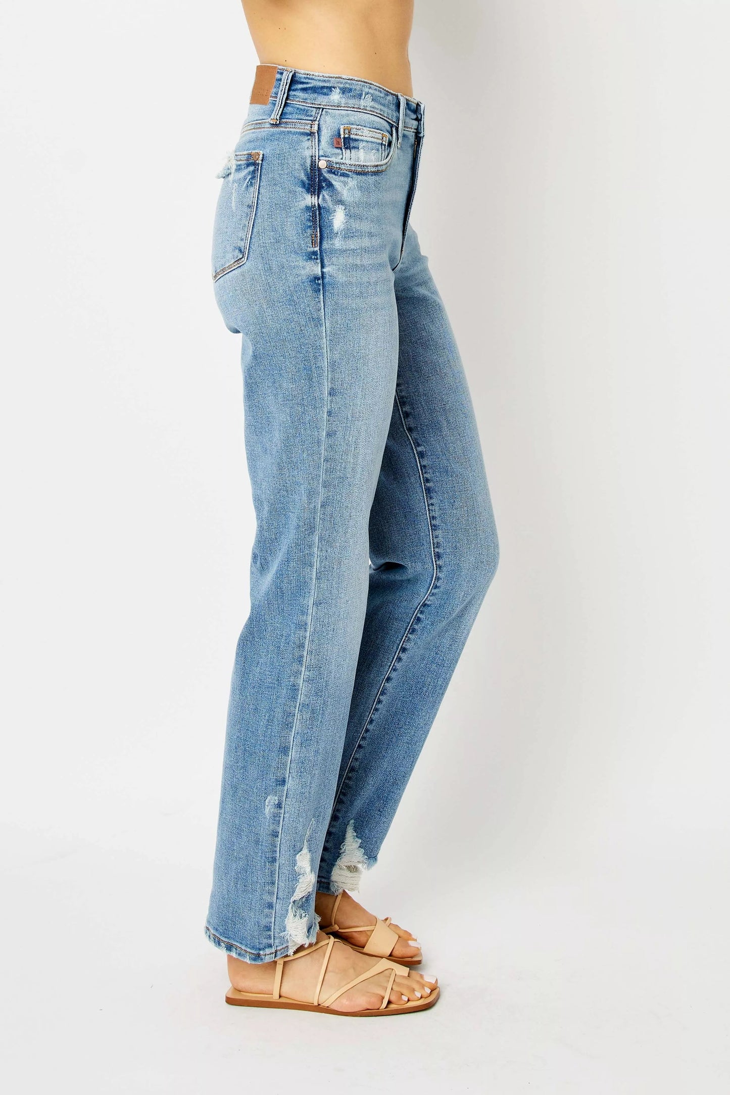 Judy Blue Full Size High Waist Straight Jeans with Heavy Destroy Plus Size - Blu Lotus Boutique