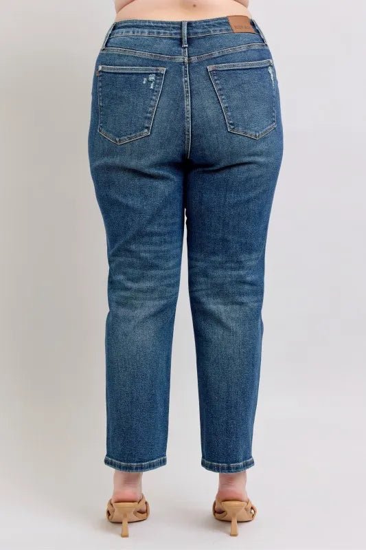 Judy Blue Full Size High Waisted Rigid Magic Non - destroy Straight Leg Jeans Plus Size - Blu Lotus Boutique