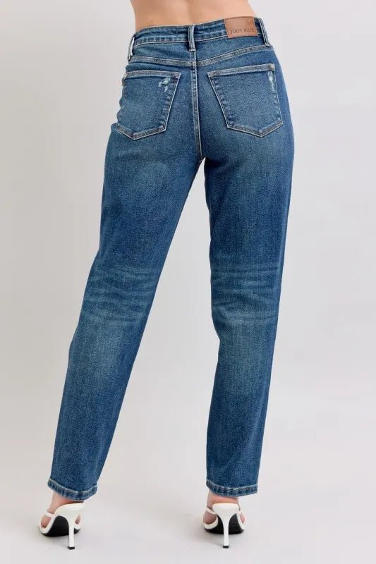 Judy Blue Full Size High Waisted Rigid Magic Non - destroy Straight Leg Jeans Plus Size - Blu Lotus Boutique