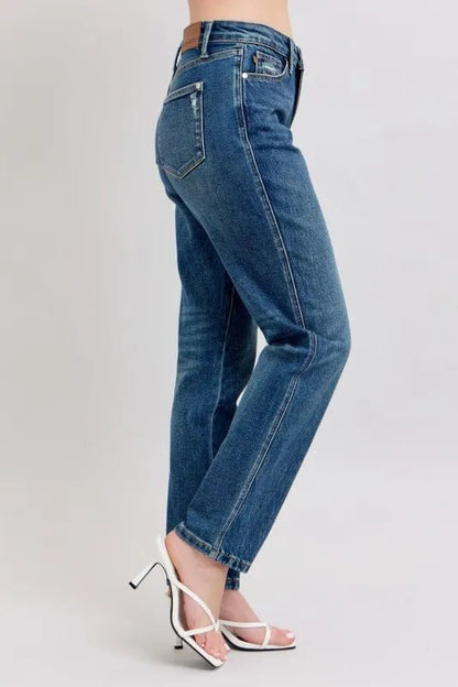Judy Blue Full Size High Waisted Rigid Magic Non - destroy Straight Leg Jeans Plus Size - Blu Lotus Boutique