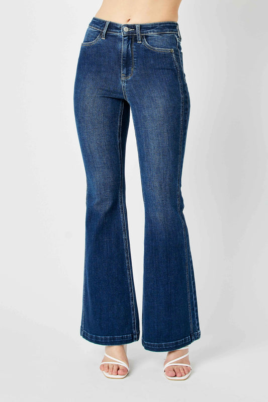 Judy Blue Full Size Hw Angled Side Seam Detail Flare Jeans Plus Size - Blu Lotus Boutique