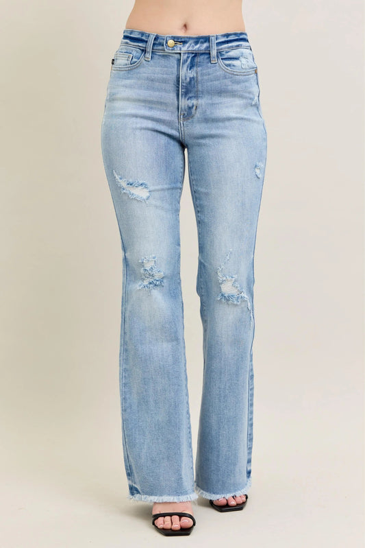 Judy Blue Full Size Hw Flare Jeans W/ Shield Pockets Plus Size - Blu Lotus Boutique
