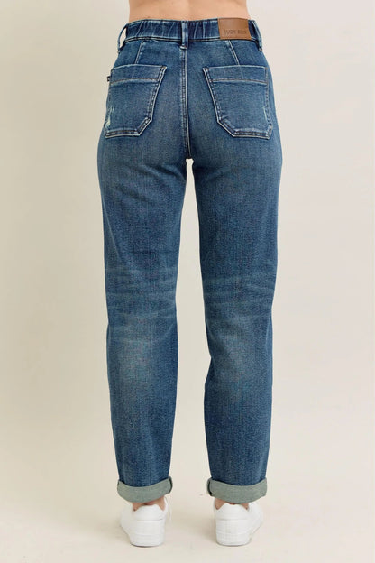 Judy Blue Full Size HW Vintage Wash Jeans w/ Drawstring Plus Size - Blu Lotus Boutique