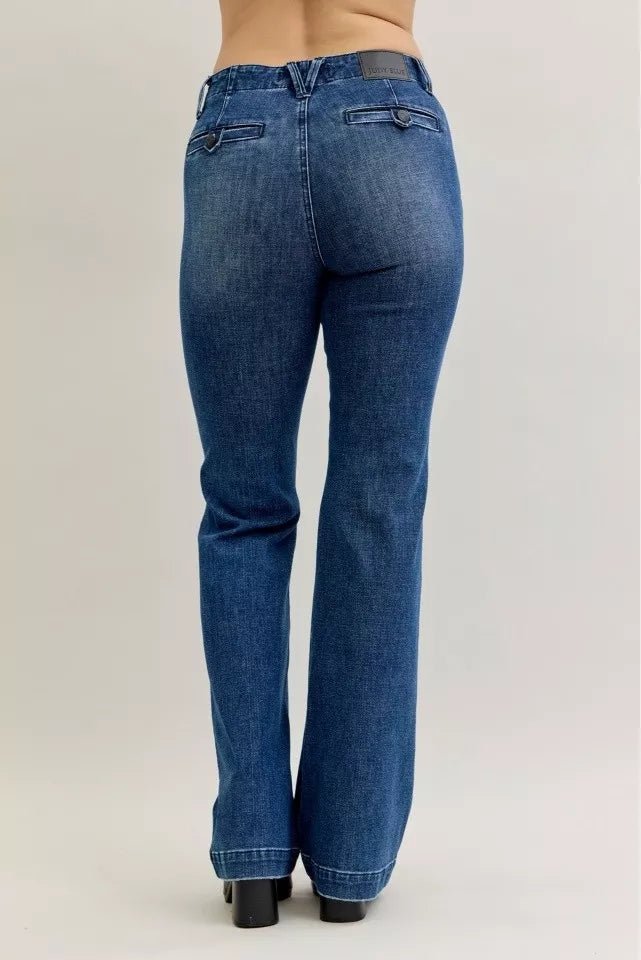 Judy Blue Full Size Mid Rise Bootcut Jeans with Welt Pockets Plus Size - Blu Lotus Boutique