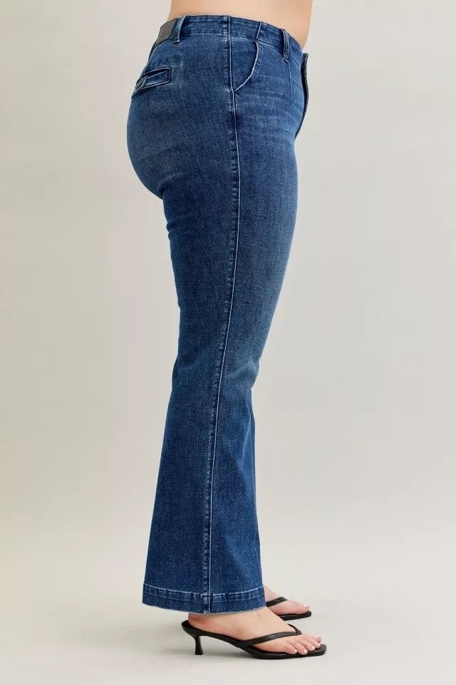 Judy Blue Full Size Mid Rise Bootcut Jeans with Welt Pockets Plus Size - Blu Lotus Boutique