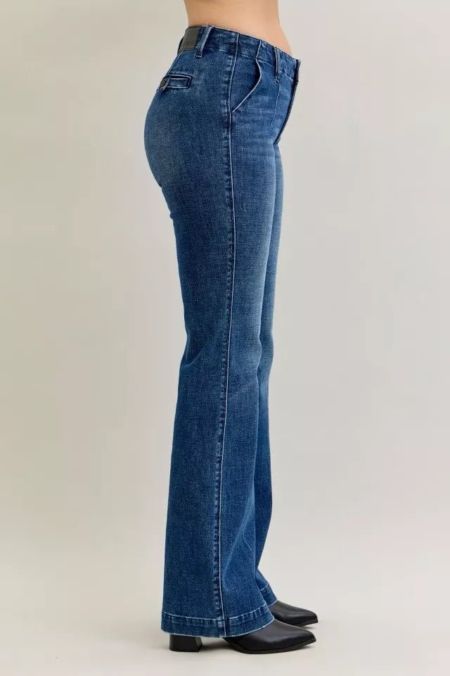 Judy Blue Full Size Mid Rise Bootcut Jeans with Welt Pockets Plus Size - Blu Lotus Boutique