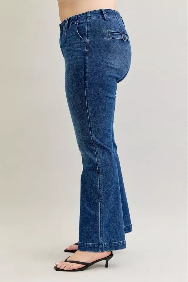 Judy Blue Full Size Mid Rise Bootcut Jeans with Welt Pockets Plus Size - Blu Lotus Boutique
