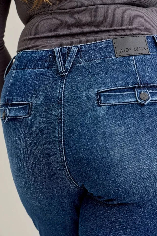 Judy Blue Full Size Mid Rise Bootcut Jeans with Welt Pockets Plus Size - Blu Lotus Boutique