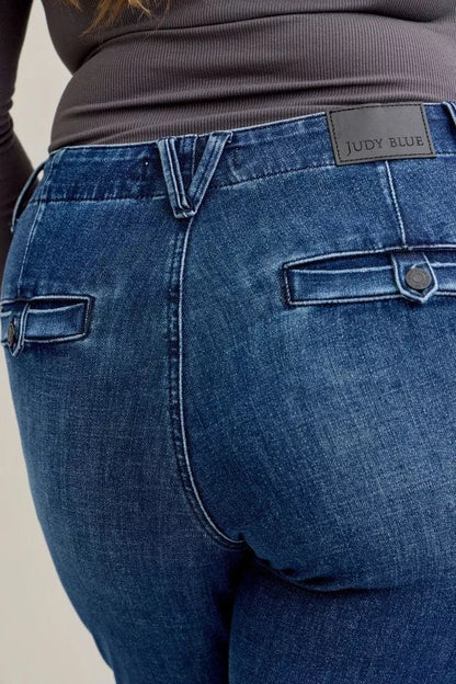 Judy Blue Full Size Mid Rise Bootcut Jeans with Welt Pockets Plus Size - Blu Lotus Boutique