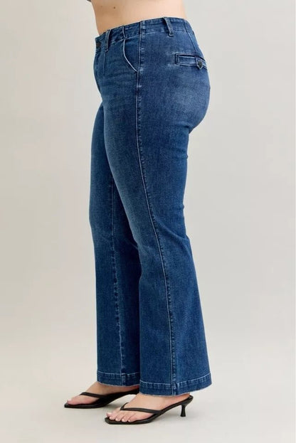 Judy Blue Full Size Mid Rise Bootcut Jeans with Welt Pockets Plus Size - Blu Lotus Boutique