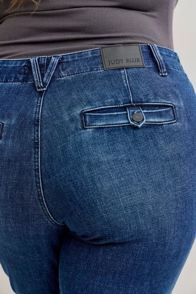 Judy Blue Full Size Mid Rise Bootcut Jeans with Welt Pockets Plus Size - Blu Lotus Boutique