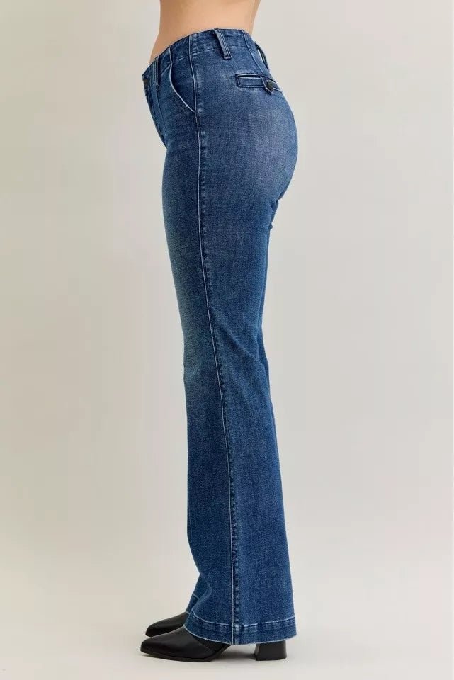Judy Blue Full Size Mid Rise Bootcut Jeans with Welt Pockets Plus Size - Blu Lotus Boutique