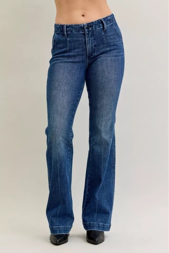 Judy Blue Full Size Mid Rise Bootcut Jeans with Welt Pockets Plus Size - Blu Lotus Boutique
