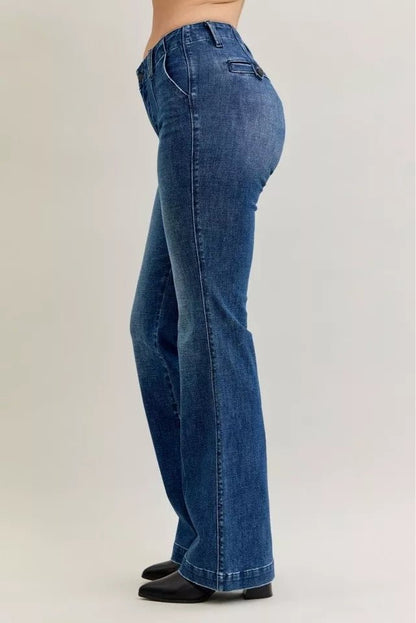 Judy Blue Full Size Mid Rise Bootcut Jeans with Welt Pockets Plus Size - Blu Lotus Boutique
