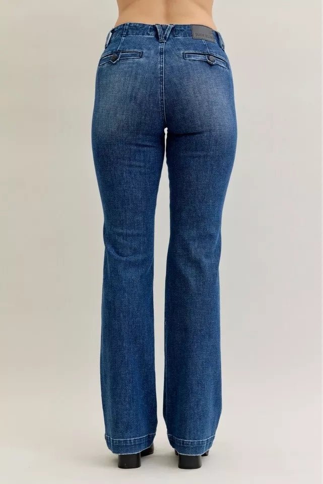 Judy Blue Full Size Mid Rise Bootcut Jeans with Welt Pockets Plus Size - Blu Lotus Boutique