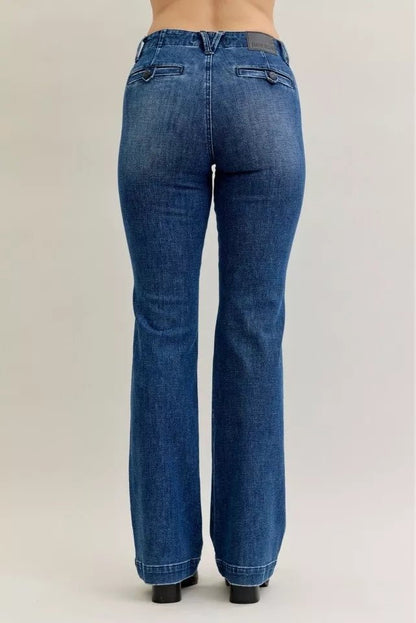 Judy Blue Full Size Mid Rise Bootcut Jeans with Welt Pockets Plus Size - Blu Lotus Boutique