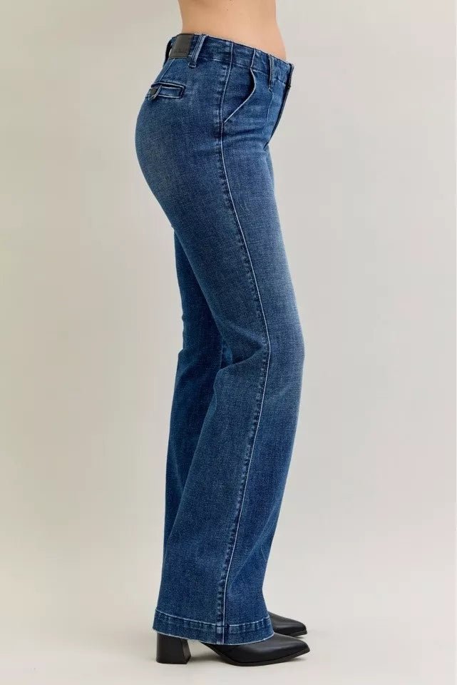 Judy Blue Full Size Mid Rise Bootcut Jeans with Welt Pockets Plus Size - Blu Lotus Boutique