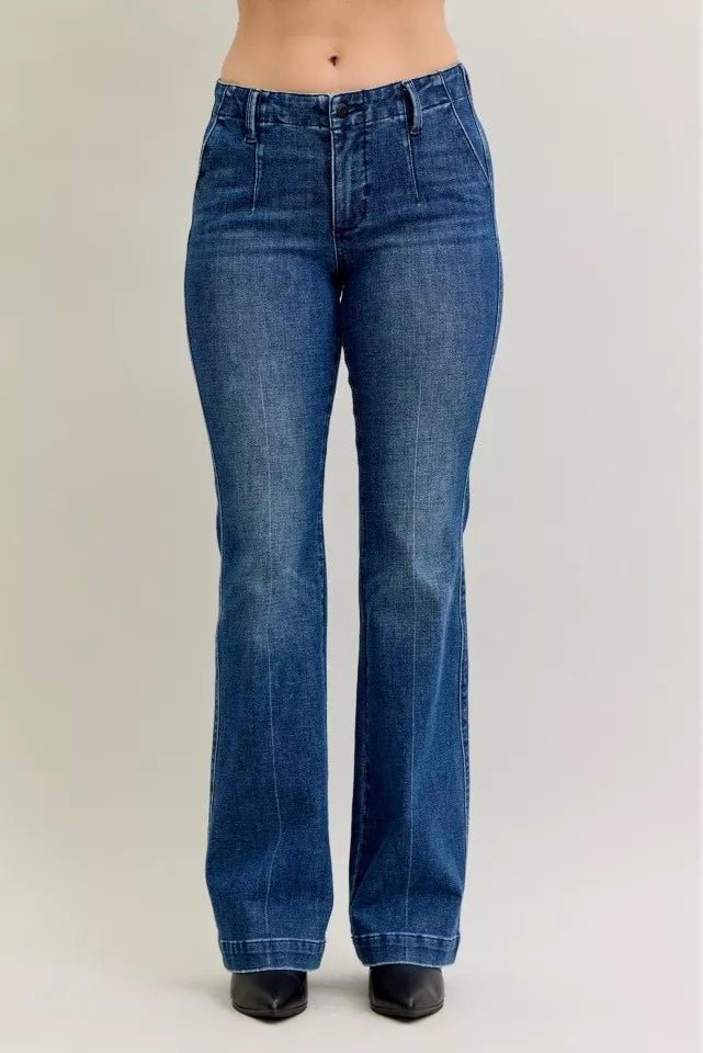 Judy Blue Full Size Mid Rise Bootcut Jeans with Welt Pockets Plus Size - Blu Lotus Boutique