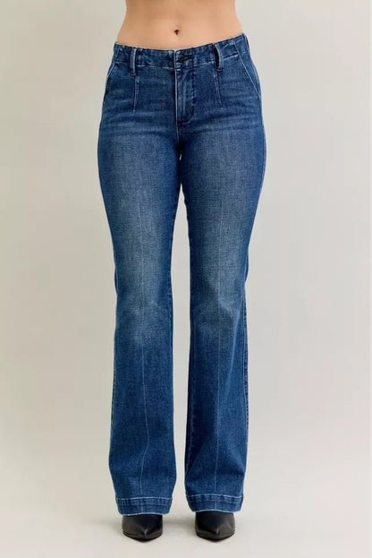 Judy Blue Full Size Mid Rise Bootcut Jeans with Welt Pockets Plus Size - Blu Lotus Boutique
