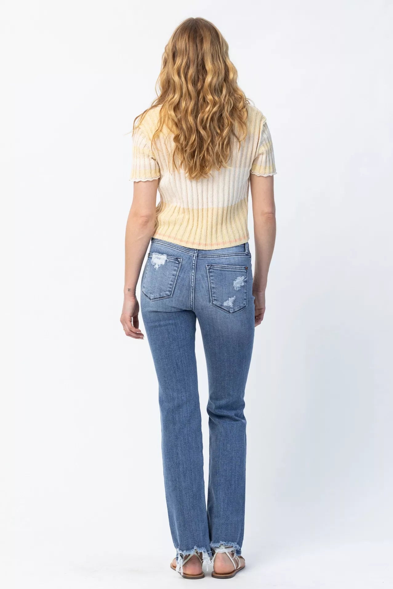Judy Blue Full Size Mid Rise Destroy Straight Jeans Plus Size - Blu Lotus Boutique