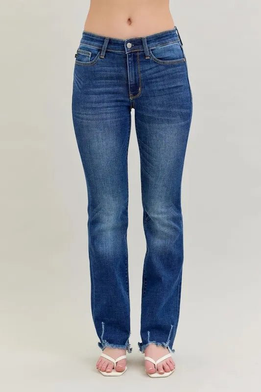 Judy Blue Full Size Mid - rise Non - distressed Hem Bootcut Jeans Plus Size - Blu Lotus Boutique