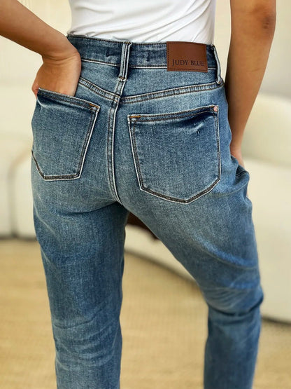 Judy Blue Full Size Mid Rise Rigid Magic Release Hem Jeans - Blu Lotus Boutique