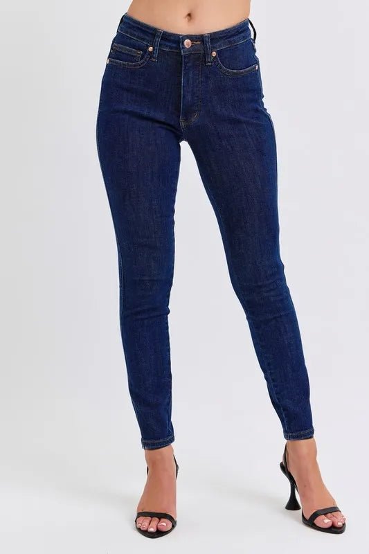 Judy Blue Full Size Mid Rise Tummy Control Classic Skinny Jeans Plus Size - Blu Lotus Boutique