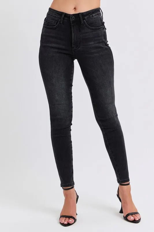 Judy Blue Full Size Mid Rise Tummy Control Skinny Jeans Plus Size - Blu Lotus Boutique