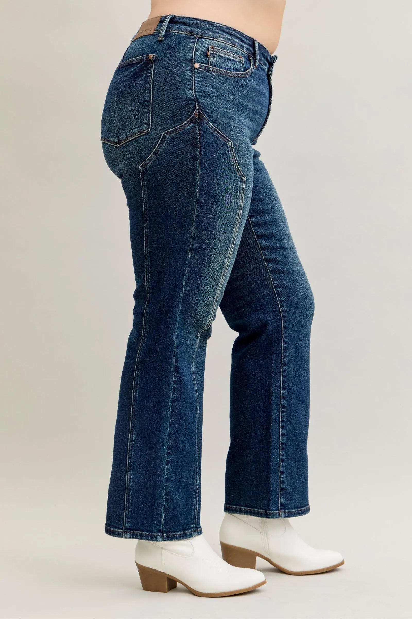 Judy Blue Full Size Seam Detail Straight Leg Jeans Plus Size - Blu Lotus Boutique