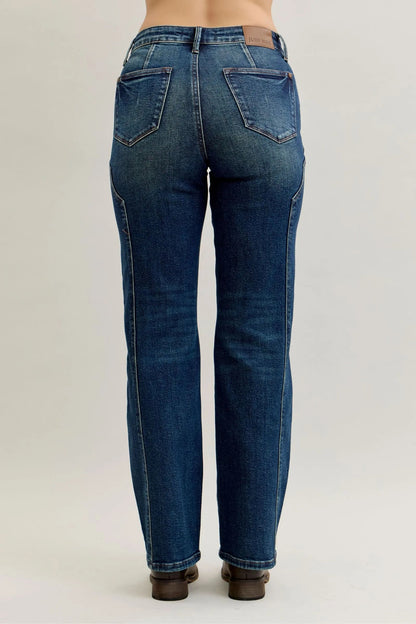Judy Blue Full Size Seam Detail Straight Leg Jeans Plus Size - Blu Lotus Boutique