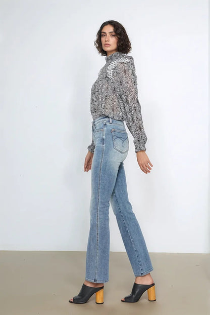 Judy Blue Full Size Tummy Control Back Embroidered Pocketed Bootcut Jeans Plus Size - Blu Lotus Boutique