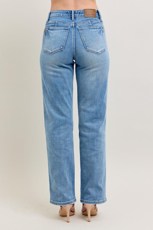 Judy Blue Full Size Tummy Control Vintage Wash Straight Jeans Plus Size - Blu Lotus Boutique