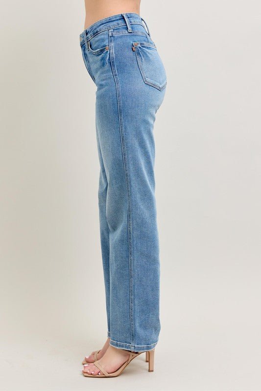 Judy Blue Full Size Tummy Control Vintage Wash Straight Jeans Plus Size - Blu Lotus Boutique