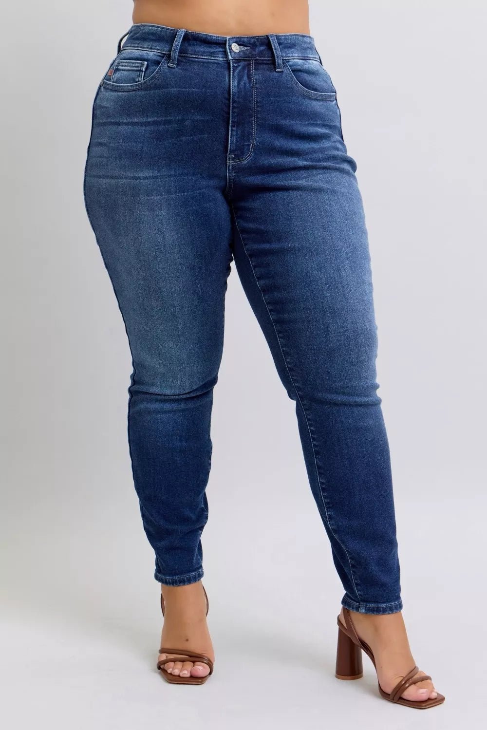 Judy Blue Full Size Washed Thermal Skinny Jeans Plus Size - Blu Lotus Boutique